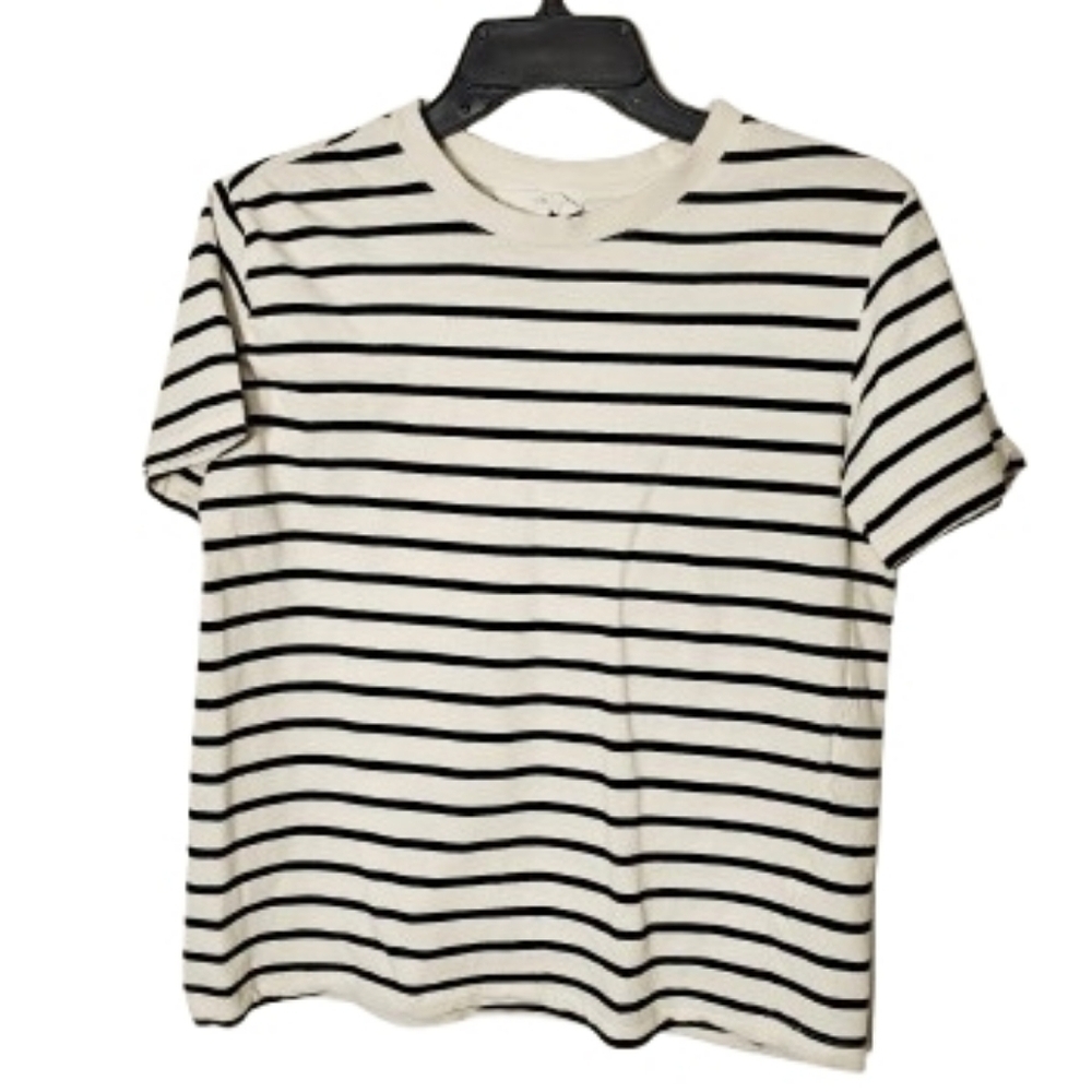 H & M Striped Black and White Striped T-Shirt Women's Size Small